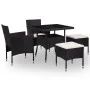 Gartenmöbel 5-teilig aus synthetischem Rattan und schwarzem Glas von vidaXL, Gartensets - Ref: Foro24-46175, Preis: 229,19 €,...