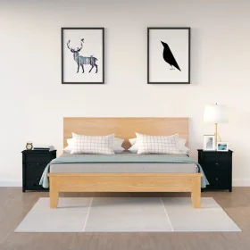 Nachttische 2 Stück massives Kiefernholz schwarz 50x35x61,5cm von vidaXL, Nachttische - Ref: Foro24-813688, Preis: 113,80 €, ...