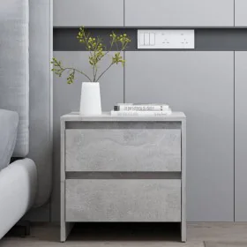 Concrete gray engineered wood bedside table 45x34.5x44.5 cm by vidaXL, Nightstands - Ref: Foro24-809853, Price: 45,54 €, Disc...