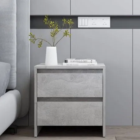 Concrete gray engineered wood bedside table 45x34.5x44.5 cm by vidaXL, Nightstands - Ref: Foro24-809853, Price: 45,54 €, Disc...