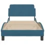 Estructura de cama con cabecero terciopelo azul 90x200 cm de , Camas y somieres - Ref: Foro24-373116, Precio: 110,75 €, Descu...