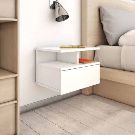 Floating bedside table in glossy white wood, 40x31x27 cm by vidaXL, Nightstands - Ref: Foro24-800417, Price: 37,40 €, Discoun...