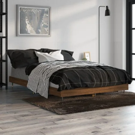 Oak brown plywood bed frame 120x190 cm by vidaXL, Beds and slatted bases - Ref: Foro24-832196, Price: 99,90 €, Discount: %