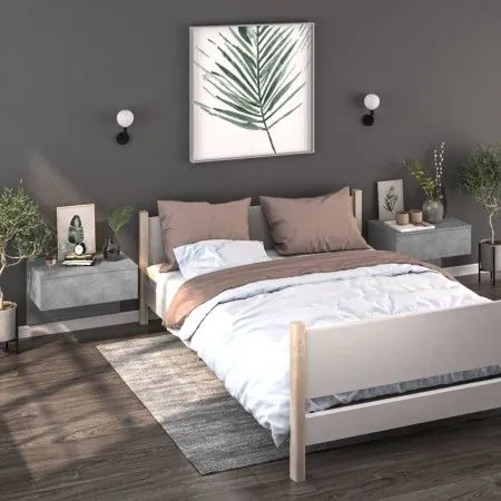 Wall-mounted bedside tables 2 units in concrete gray color by vidaXL, Nightstands - Ref: Foro24-810944, Price: 73,23 €, Disco...