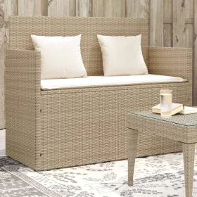 Banco de jardín con cojines ratán sintético beige by , garden benches - Ref: Foro24-365764, Price: 214,81 €, Discount: %