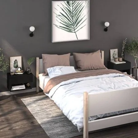 Wall bedside tables 2 black units by vidaXL, Nightstands - Ref: Foro24-810956, Price: 52,08 €, Discount: %