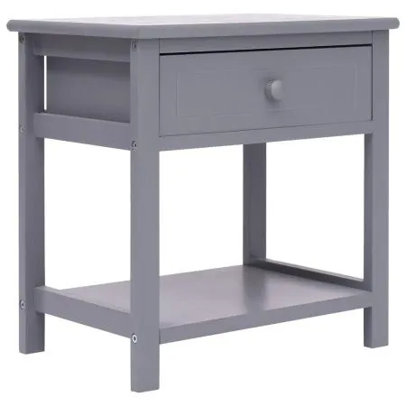 Mesita de noche madera de Paulownia gris 40x29x42 cm de vidaXL, Mesitas de noche - Ref: Foro24-284050, Precio: 38,99 €, Descu...