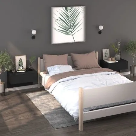Wall-mounted bedside tables 2 units black by vidaXL, Nightstands - Ref: Foro24-810938, Price: 63,92 €, Discount: %