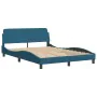 Bed frame with blue velvet headboard 140x190 cm by , Beds and slatted bases - Ref: Foro24-373176, Price: 154,42 €, Discount: %