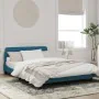 Bed frame with blue velvet headboard 140x190 cm by , Beds and slatted bases - Ref: Foro24-373176, Price: 154,42 €, Discount: %