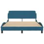 Bed frame with blue velvet headboard 140x190 cm by , Beds and slatted bases - Ref: Foro24-373176, Price: 154,42 €, Discount: %