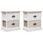 Bedside tables 2 units made of Paulownia wood in white natural color, measuring 38x28x45cm. by vidaXL, Nightstands - Ref: For...