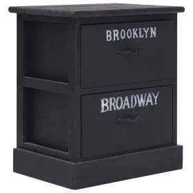 Black Paulownia wood nightstand 38x28x45 cm by vidaXL, Nightstands - Ref: Foro24-284058, Price: 43,50 €, Discount: %