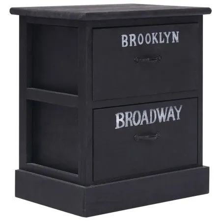 Mesita de noche madera de Paulownia negro 38x28x45 cm de vidaXL, Mesitas de noche - Ref: Foro24-284058, Precio: 43,48 €, Desc...
