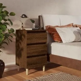 Bedside table solid oak brown wood legs 40x35x69 cm by vidaXL, Nightstands - Ref: Foro24-813138, Price: 52,48 €, Discount: %