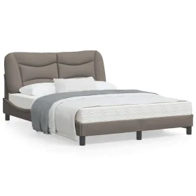 Bed frame with LED lights taupe gray fabric 140x190 cm by , Beds and slatted bases - Ref: Foro24-3213701, Price: 216,78 €, Di...