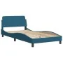 Estructura de cama con cabecero terciopelo azul 100x200 cm de , Camas y somieres - Ref: Foro24-373136, Precio: 111,99 €, Desc...