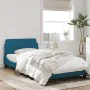 Bed frame with blue velvet headboard 100x200 cm by , Beds and slatted bases - Ref: Foro24-373136, Price: 111,82 €, Discount: %