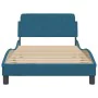 Bed frame with blue velvet headboard 100x200 cm by , Beds and slatted bases - Ref: Foro24-373136, Price: 111,82 €, Discount: %