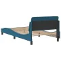 Bed frame with blue velvet headboard 100x200 cm by , Beds and slatted bases - Ref: Foro24-373136, Price: 111,82 €, Discount: %
