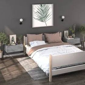 Mesita de noche de pared 2 unidades color gris Sonoma de vidaXL, Mesitas de noche - Ref: Foro24-816943, Precio: 65,92 €, Desc...