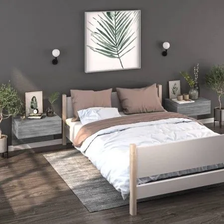 Wall bedside table 2 units Sonoma gray by vidaXL, Nightstands - Ref: Foro24-816943, Price: 65,92 €, Discount: %