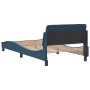 Bettgestell mit blauem Stoffkopfteil 100x200 cm von , Betten und Lattenroste - Ref: Foro24-373131, Preis: 140,61 €, Rabatt: %