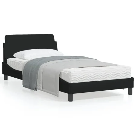 Bed frame with black fabric headboard 100x200 cm by , Beds and slatted bases - Ref: Foro24-373127, Price: 119,83 €, Discount: %