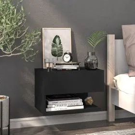 Mesita de noche de pared negra de vidaXL, Mesitas de noche - Ref: Foro24-810955, Precio: 39,12 €, Descuento: %