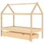 Pine wood children's bed frame with drawer 80x160 cm by vidaXL, Cribs and beds for children - Ref: Foro24-322137, Price: 187,...