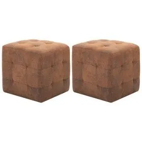 Mesitas de noche 2 uds piel ante artificial marrón 30x30x30cm de vidaXL, Mesitas de noche - Ref: Foro24-249014, Precio: 96,21...