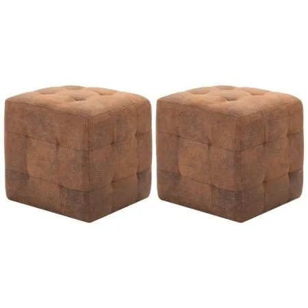 Mesitas de noche 2 uds piel ante artificial marrón 30x30x30cm de vidaXL, Mesitas de noche - Ref: Foro24-249014, Precio: 96,21...