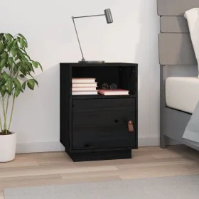 Solid black pine wood bedside table 40x34x55 cm by vidaXL, Nightstands - Ref: Foro24-818323, Price: 45,63 €, Discount: %