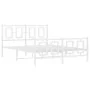 Metal bed frame with headboard and white footboard 135x190 cm by , Beds and slatted bases - Ref: Foro24-374307, Price: 121,90...