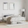 Metal bed frame with headboard and white footboard 135x190 cm by , Beds and slatted bases - Ref: Foro24-374307, Price: 121,90...