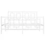 Metal bed frame with headboard and white footboard 135x190 cm by , Beds and slatted bases - Ref: Foro24-374307, Price: 121,90...