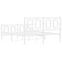 Metal bed frame with headboard and white footboard 135x190 cm by , Beds and slatted bases - Ref: Foro24-374307, Price: 121,90...