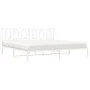 Metal bed frame with white headboard 193x203 cm by , Beds and slatted bases - Ref: Foro24-374296, Price: 120,36 €, Discount: %