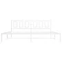 Metal bed frame with white headboard 193x203 cm by , Beds and slatted bases - Ref: Foro24-374296, Price: 120,36 €, Discount: %
