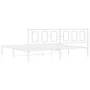 Metal bed frame with white headboard 193x203 cm by , Beds and slatted bases - Ref: Foro24-374296, Price: 120,36 €, Discount: %
