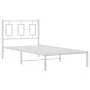 Metal bed frame with white headboard 90x190 cm by , Beds and slatted bases - Ref: Foro24-374282, Price: 68,37 €, Discount: %