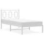 Metal bed frame with white headboard 90x190 cm by , Beds and slatted bases - Ref: Foro24-374282, Price: 68,37 €, Discount: %