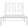 Metal bed frame with white headboard 90x190 cm by , Beds and slatted bases - Ref: Foro24-374282, Price: 68,37 €, Discount: %
