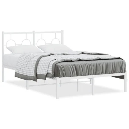 Bettgestell aus Metall mit weißem Kopfteil 120x190 cm von , Betten und Lattenroste - Ref: Foro24-376272, Preis: 92,48 €, Raba...