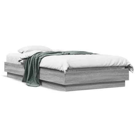 Bed frame with LED lights Sonoma gray 75x190 cm by , Beds and slatted bases - Ref: Foro24-839551, Price: 99,58 €, Discount: %