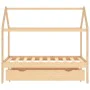 Pine wood children's bed frame with drawer 80x160 cm by vidaXL, Cribs and beds for children - Ref: Foro24-322137, Price: 187,...