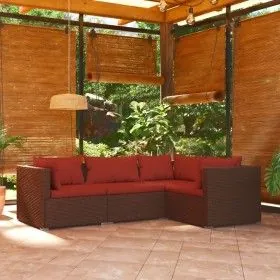 4-piece garden furniture set and brown synthetic rattan cushions by vidaXL, Garden sets - Ref: Foro24-3101675, Price: 351,00 ...
