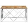 Stainless steel and silver recycled wood coffee table by vidaXL, Coffee table - Ref: Foro24-349976, Price: 92,90 €, Discount: %