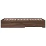 Oak brown engineered wood bed with drawers 90x200 cm by , Beds and slatted bases - Ref: Foro24-3280432, Price: 140,03 €, Disc...