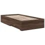 Oak brown engineered wood bed with drawers 90x200 cm by , Beds and slatted bases - Ref: Foro24-3280432, Price: 140,03 €, Disc...